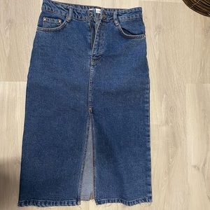 Zara midi denim skirt